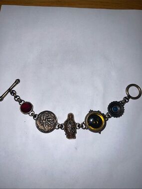 Lucky Brand Religious and Gemstone Link Bracelet buddha, snake, tree of life